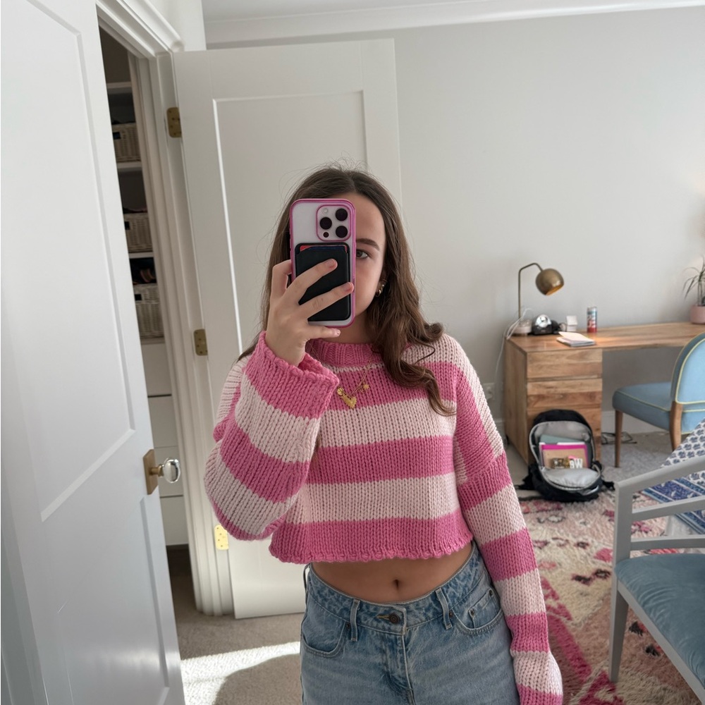 Pink striped Edicked sweater cropped